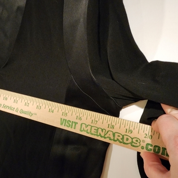 Sandro Paris Black V-Neck Satin Panel Dress 3/4 Sleeve Tunic Shift Dress sz 1 - Picture 8 of 9